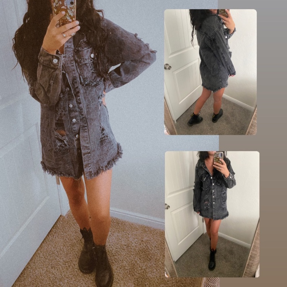Grunge black denim dress / cover